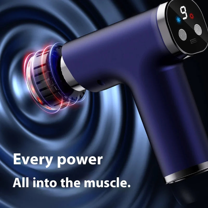 New Electric Massage Gun With Heat Cold 9 Gears Multifunctional Fascia Gun Home Portable Gym Use Small Quiet Handheld Massager