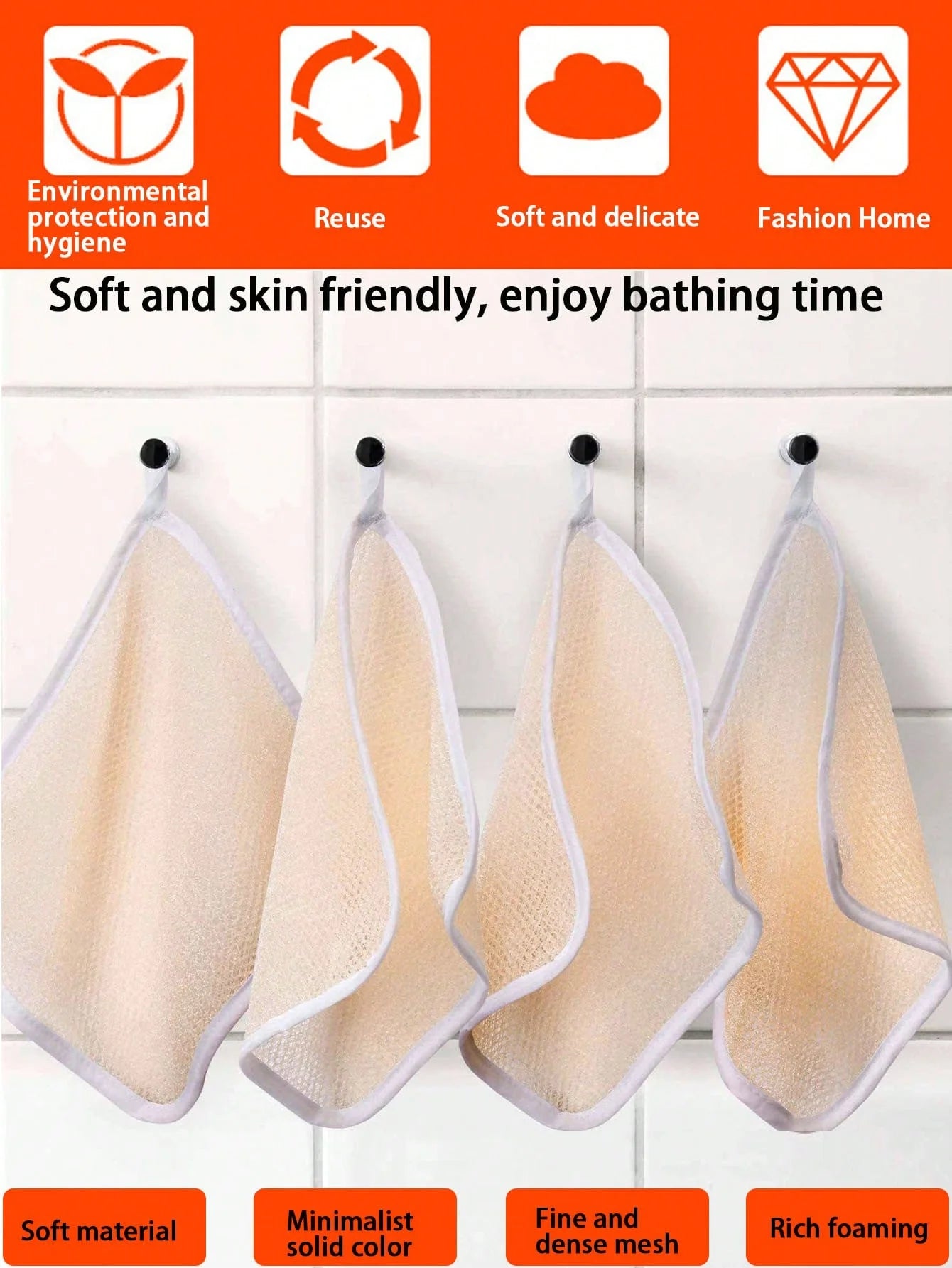 5Pcs Exfoliating Face and Body Wash Cloths,Soft Weave Dual Textured Exfoliating Scrub Cloth, for Shower, Spa, Massage and Body S