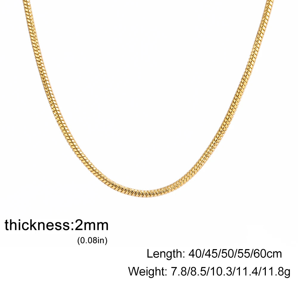 Skyrim Round Snake Chains Stainless Steel Necklace Men Women 40/45/50/55/60cm Length Unisex Hip Hop Punk Jewelry Gifts Wholesale