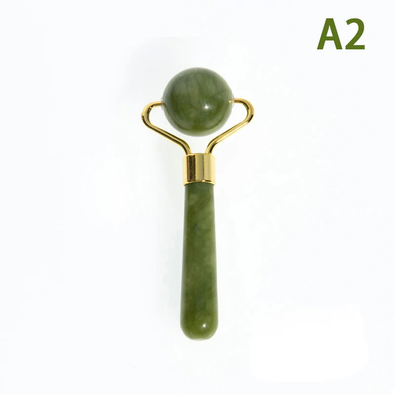 1pc Natural Jade Massager Round Ball Roller Manual Facial Gua Sha Skin Care Eye Beauty Lifting Wrinkle Remover Massage Scraper
