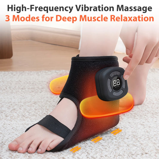 Wireless Electric Ankle Joint Support Massager Brace Vibration Heating Hot Compress Airbag 3 Modes Deep Foot Muscle Relaxation