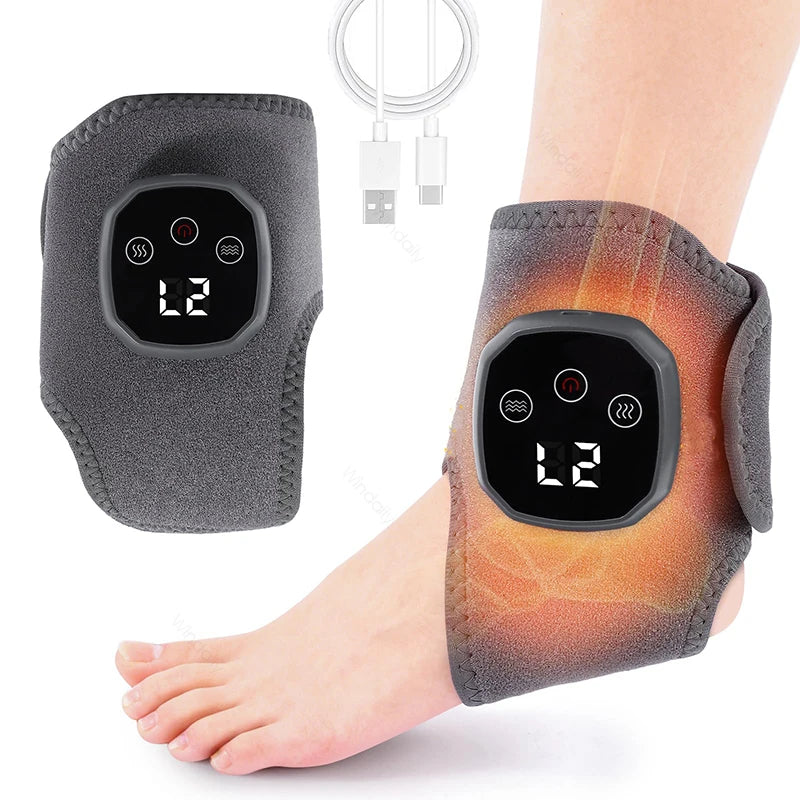 2026 Cordless Ankle Massager With Heat Ankle Foot Heating Pad Heated Brace Wrap Warmer Wrist Tenosynovitis Vibration Relaxation