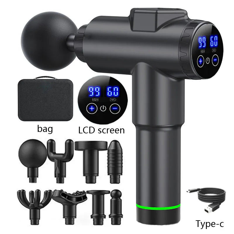 Massage Gun Deep High Frequency Muscle Massage Relaxation Electric Shock LCD Display 99Gear Profession Fascia Gun