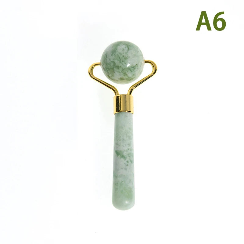 1pc Natural Jade Massager Round Ball Roller Manual Facial Gua Sha Skin Care Eye Beauty Lifting Wrinkle Remover Massage Scraper