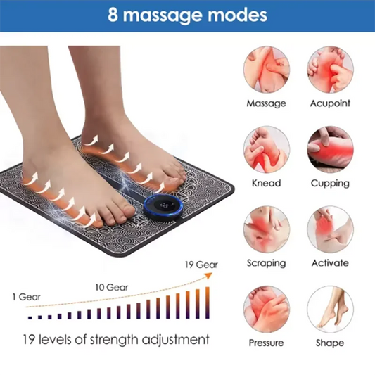 Electric EMS Foot Massager Pad Portable EMS Muscle Stimulation Massage Mat Relief Pain Relax Feet Slimming Shaping