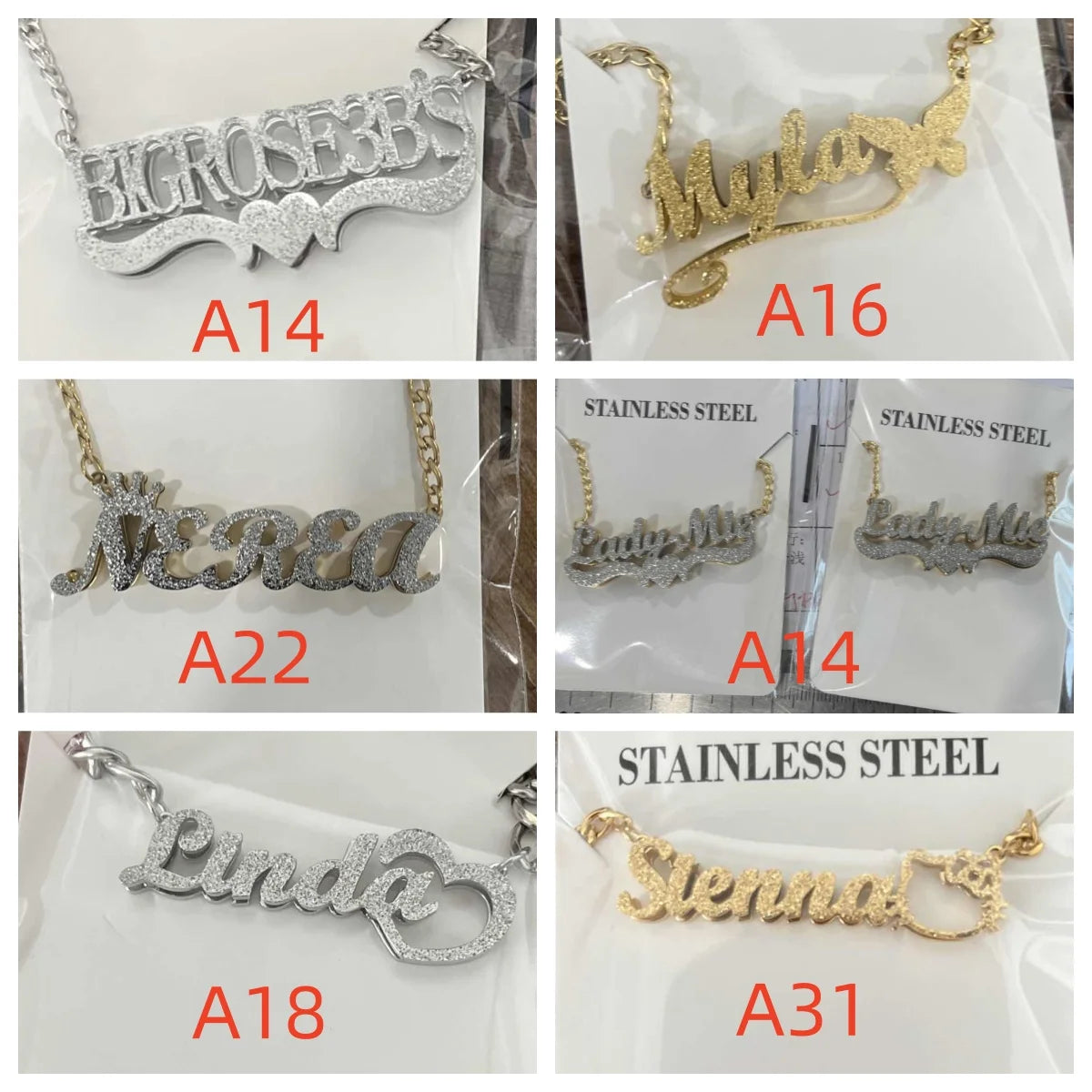 Personalized Double Name Frosted Necklace Custom Bling Name Necklace Gold Stainless Steel Jewelry For Girlfriend Mather Gift
