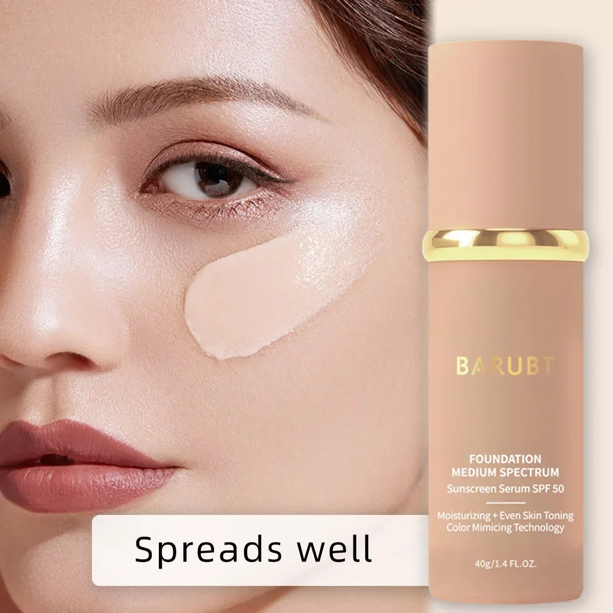 Biomimic Foundation 4 In 1 Spectrums FOUNDATION MEDIUM SPECTRUM Sunscreen Serum  With SPF50+ Longwearing Waterproof