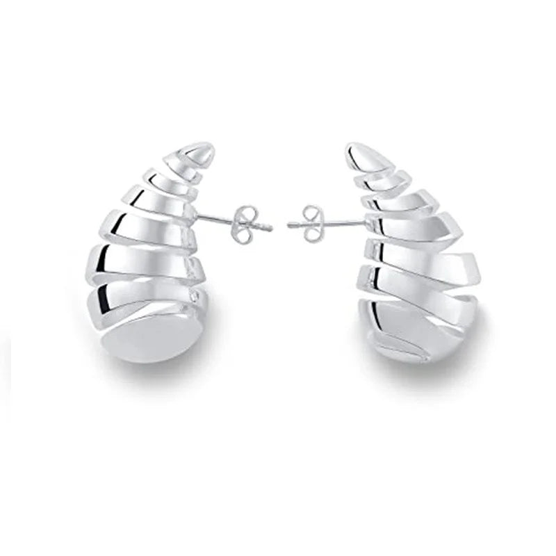 Vintage Chunky Dome Drop Earrings For Women Gold Plated Stainless Steel Thick Teardrop Earring Statement Wedding Jewelry Gifts