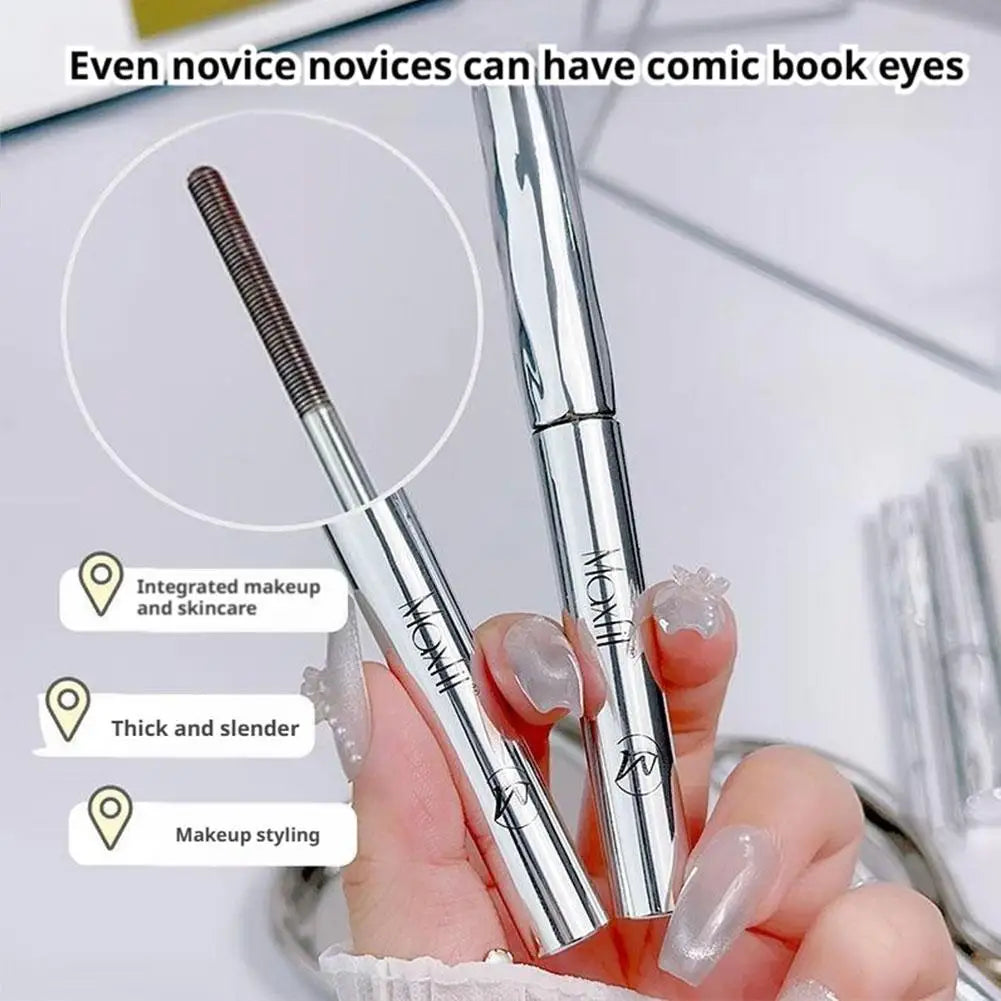 Metal Iron Lashes Mascara Waterproof Silk Fiber Mascara Black Long Curling Eyelash Extensions Non-clumping Eyes Makeup Cosmetics