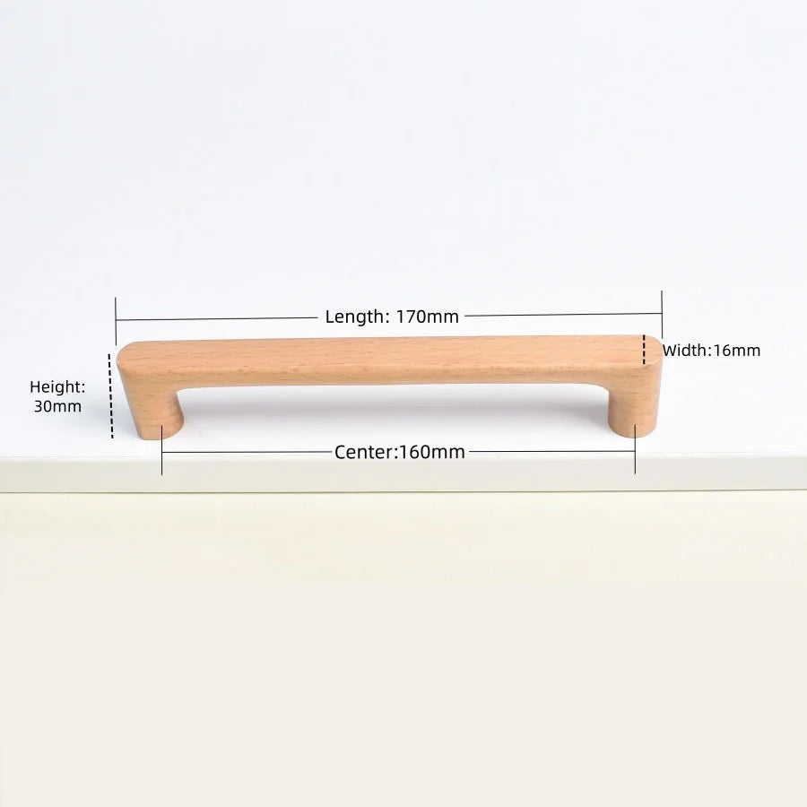 Nordic Wood Cabinet Handle Solid Wooden Kitchen Door Handle Dresser Wardrobe Knobs Cupboard Drawer Pull Furniture Handles