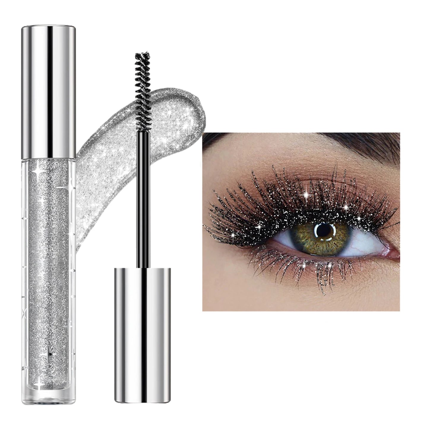 Diamond Shimmer Mascara Glitter Lash Mascara Waterproof Long Lasting Shimmer Gloss Mascara Long Curl Mascara Eyeshadow Makeup