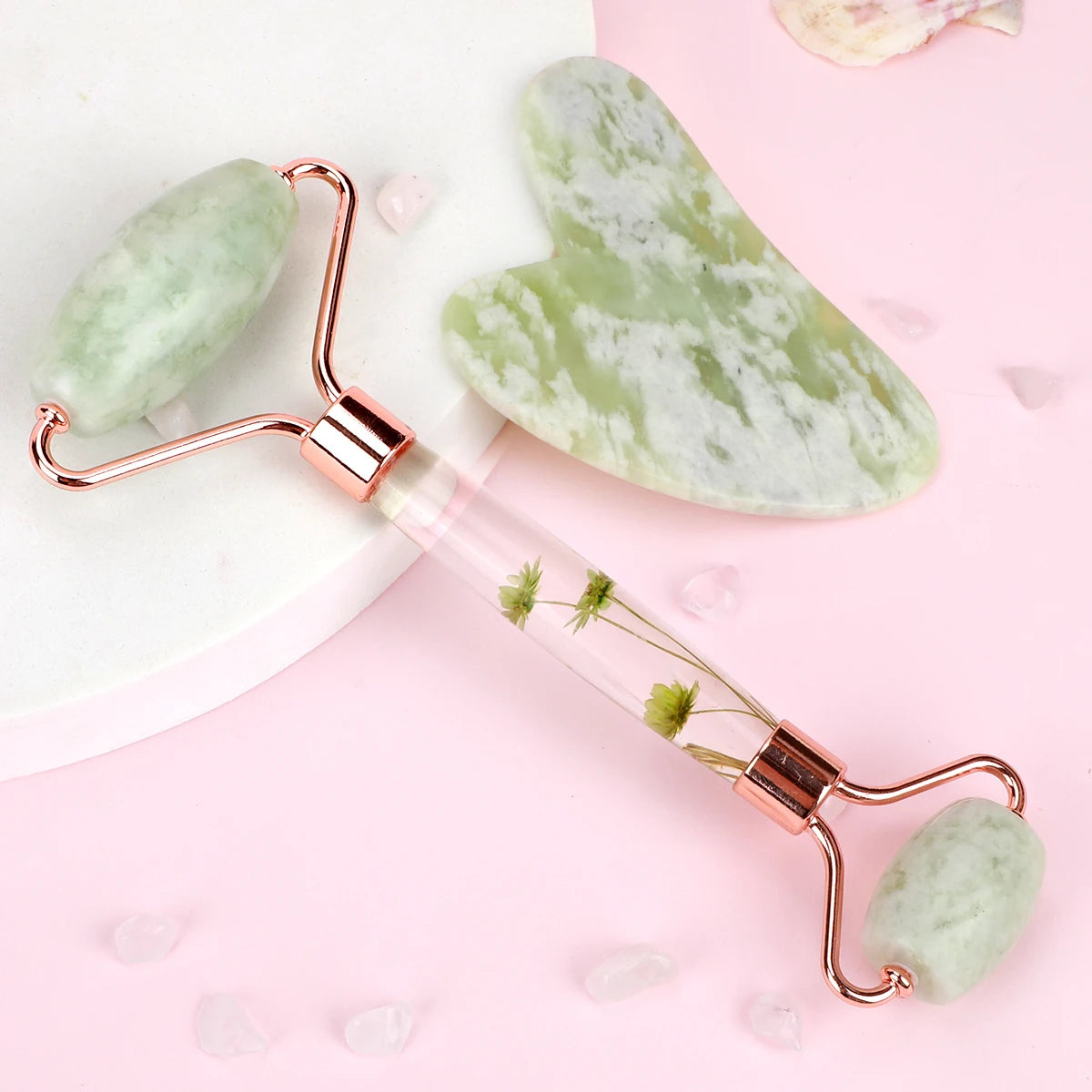 Gua Sha&Jade Roller Set Natural Jade Massager Face Neck Body Care Beauty Skin Care Tools Facial Slim Lift Scraping Relax Tools