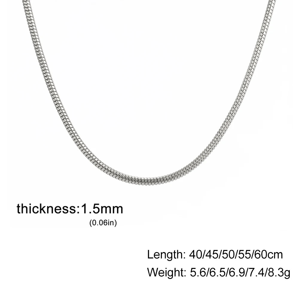Skyrim Round Snake Chains Stainless Steel Necklace Men Women 40/45/50/55/60cm Length Unisex Hip Hop Punk Jewelry Gifts Wholesale