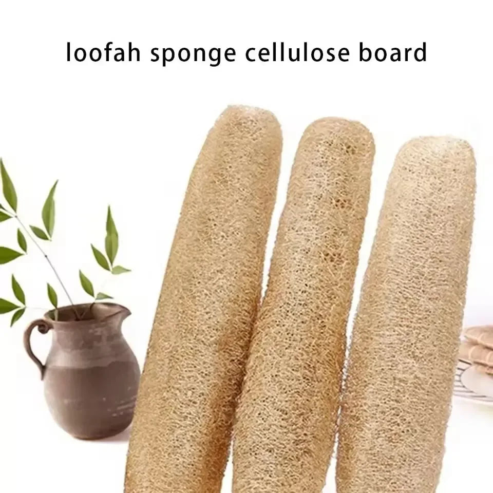 Natural Bath Loofah Exfoliating Body Sponge with Rope Loofah Scrubber for Skin Care Spa Shower Body Bath Brush Kitchen Cleaning