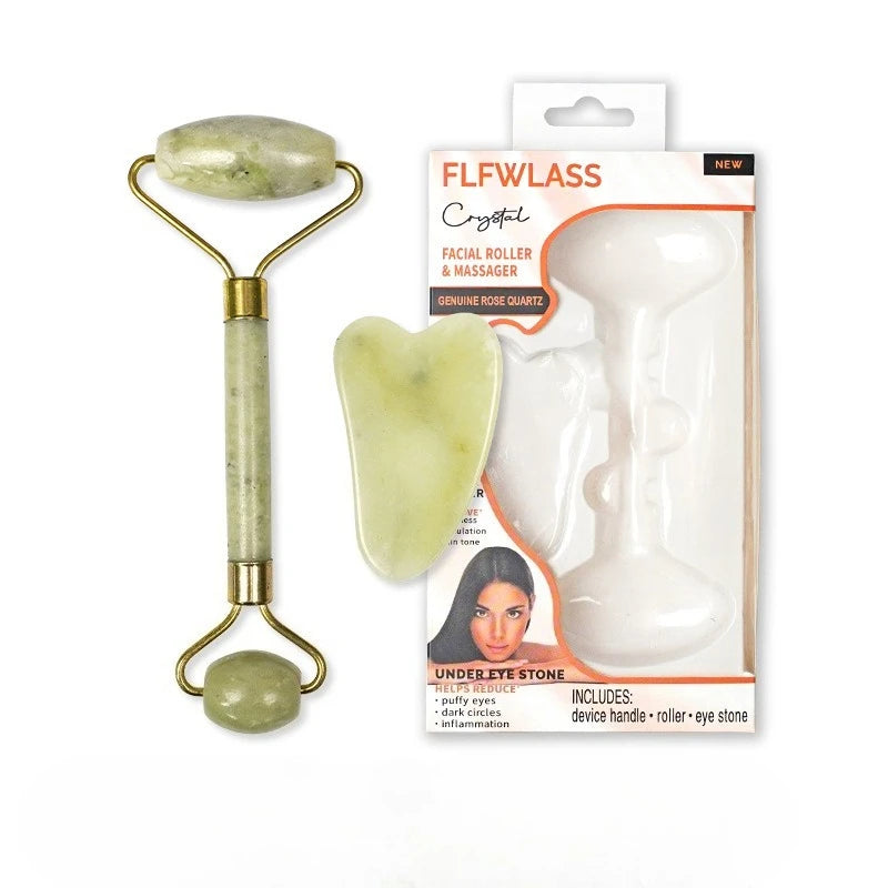 2pcs Guasha Natural Stone Massage Face Jade Roller Gua Sha Massage Tool Set SPA Body Visage Rouleau De Massage Rouleau Visage