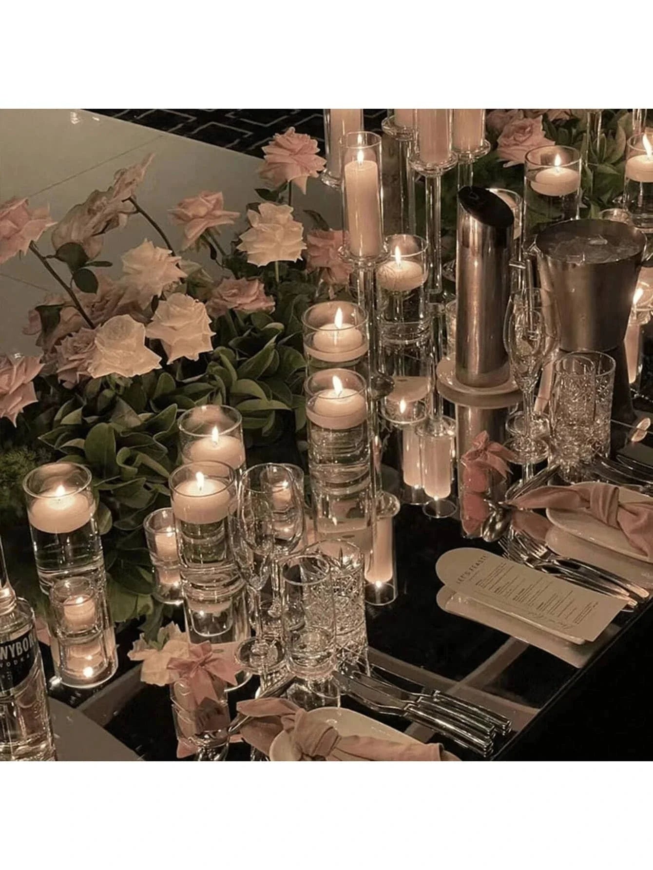 Clear Cylinder Glass Candle Holder Pillar High Borosilicate Glass Candle Holder Vase Wedding Party Decor(Candles Not Included)