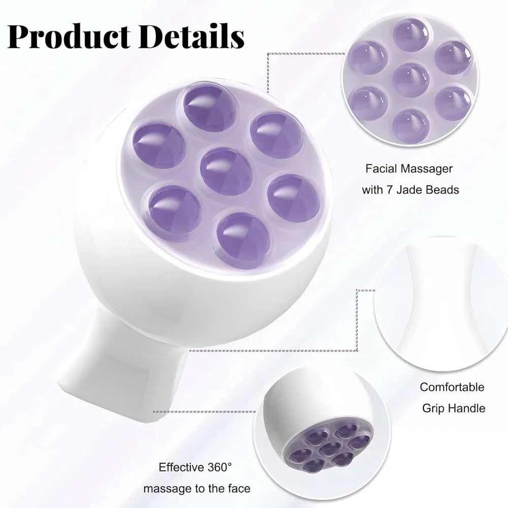 Handheld Face Roller 7 Jade Beads Facial Massager Skin Tighten Lifting Promotes Face Cream Absorption Portable Comfortable Grip