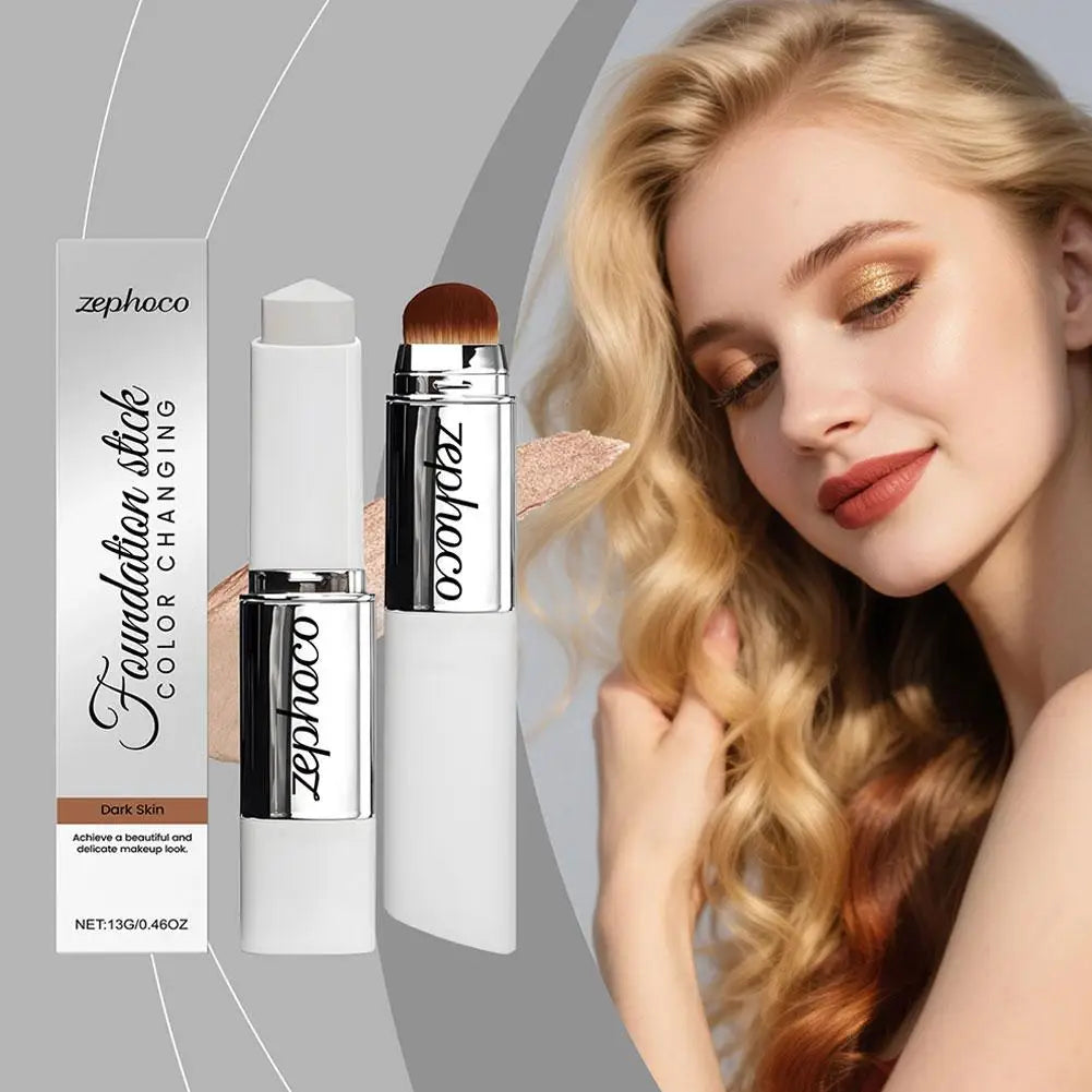 ZEPHOCO 2-in-1 Color Changing Foundation Stick Long Lasting Moisturizing Lightweight Foundation High Concealer Power Makeup