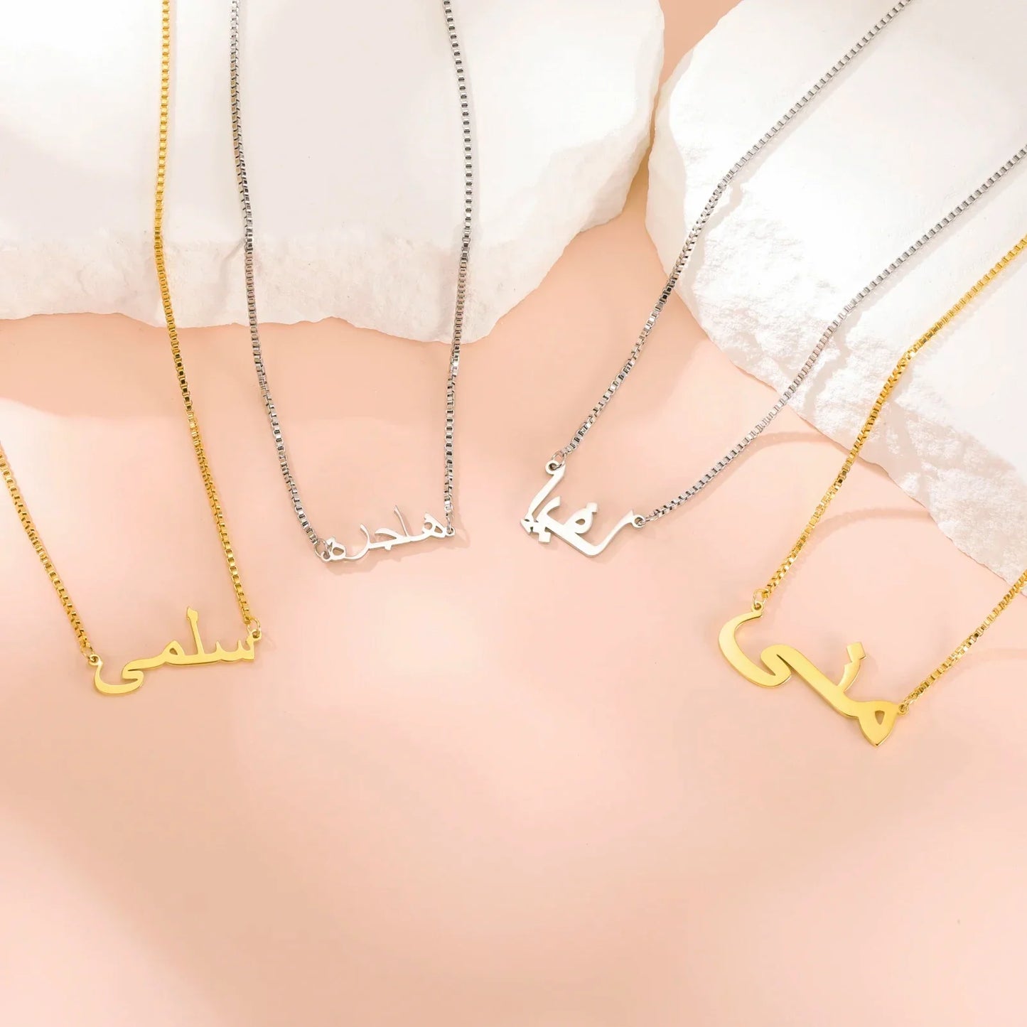 Skyrim Custom Arabic Name Necklace Stainless Steel Gold Color Personalized Pendant Choker Necklaces Jewelry Gift for Women Girls