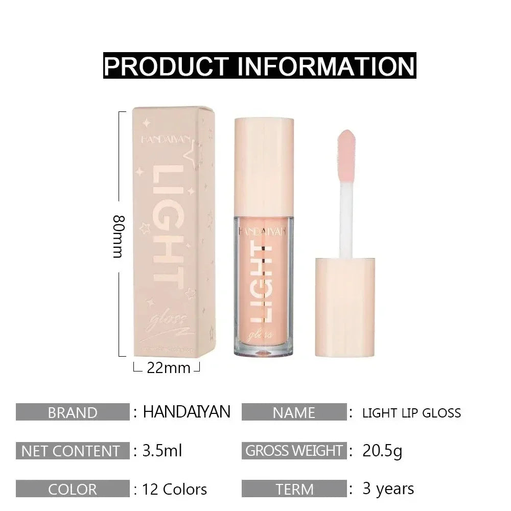 12Colors Mirror Pearl Lip Gloss Long-lasting Moisturizing Shine Glitter Lip Glaze Liquid Lipstick Women Makeup  Waterproof Glass