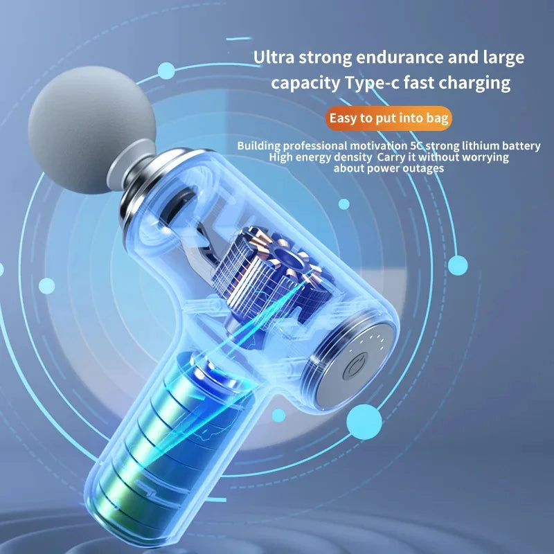 Portable AI Fascial Massage Gun Electric Percussion Massager Body Relaxation With 4 Replaceable Massage Head LED Night Light