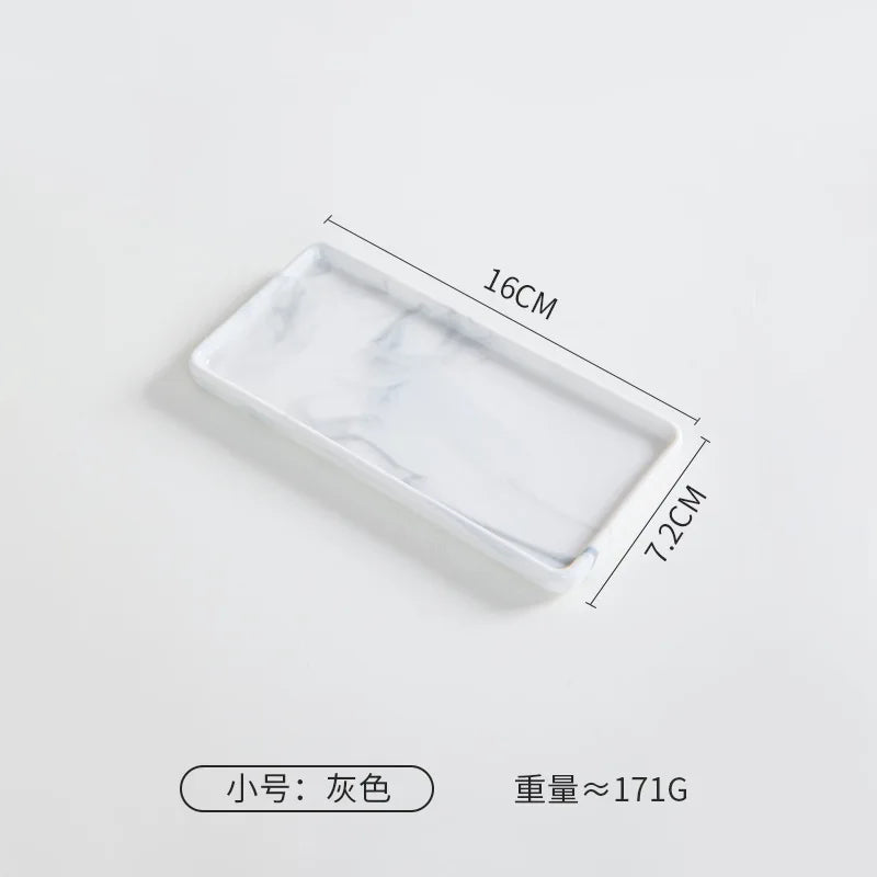 Rectangular Ceramic Tray Creative Marble Pattern Storage Plate Nordic Style Bathroom Storage Tray Jewelry Cosmetics Organizer