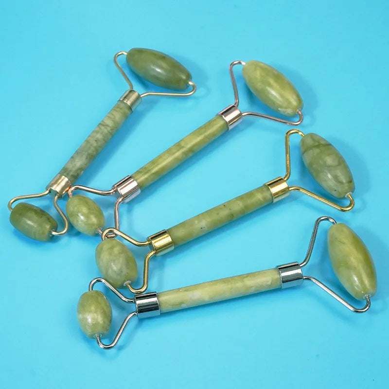 2pcs Jade Massagers For Face Body Gua Sha Scraper Beauty Facial Roller Set Natural Gouache Stone Massage Slimming Skin Care Lift