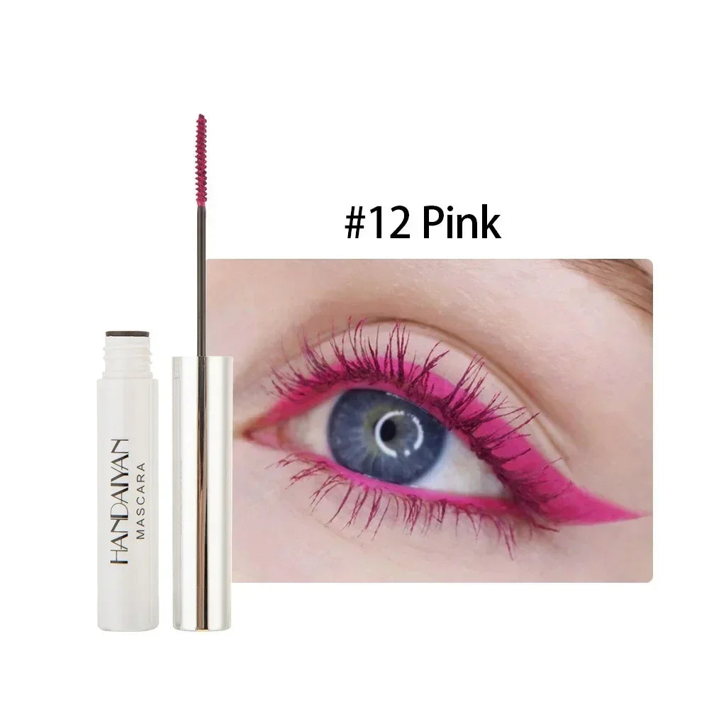 12 Color Mascara Waterproof Fast Dry Eyelashes Curls Extension Make-Up Eyelashes Blue Red Purple Black White Gold Ink Mascara