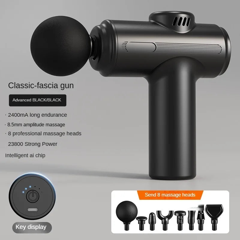 Mini  USB Electric Massage Gun Deep Tissue Facial Massgaer 8 Heads Arms Back Leg Muscle Relaxing For Body Back Arm Sport Fitness