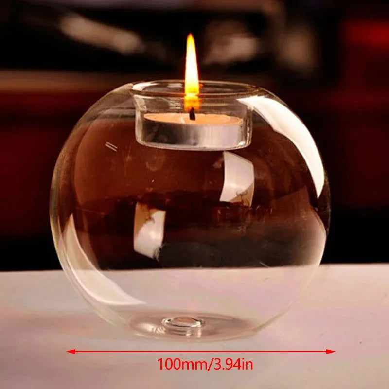 European Style Round Glass Candle Holder for Christmas, Wedding & Table Centerpiece Decor