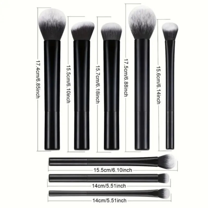 9pcs Multifunctional Black Makeup Brush Set With 1pc Beauty Egg,Soft Bristles for All Skin Types, Alcohol-Free Cosmetic Brushes