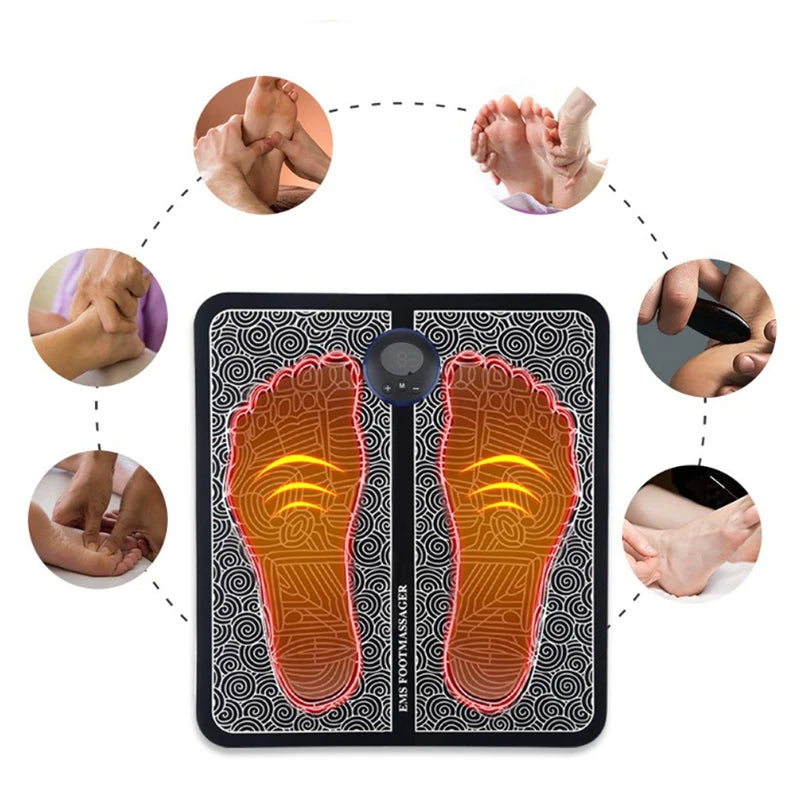 Electric EMS Foot Massager Pad Portable EMS Muscle Stimulation Massage Mat Relief Pain Relax Feet Slimming Shaping