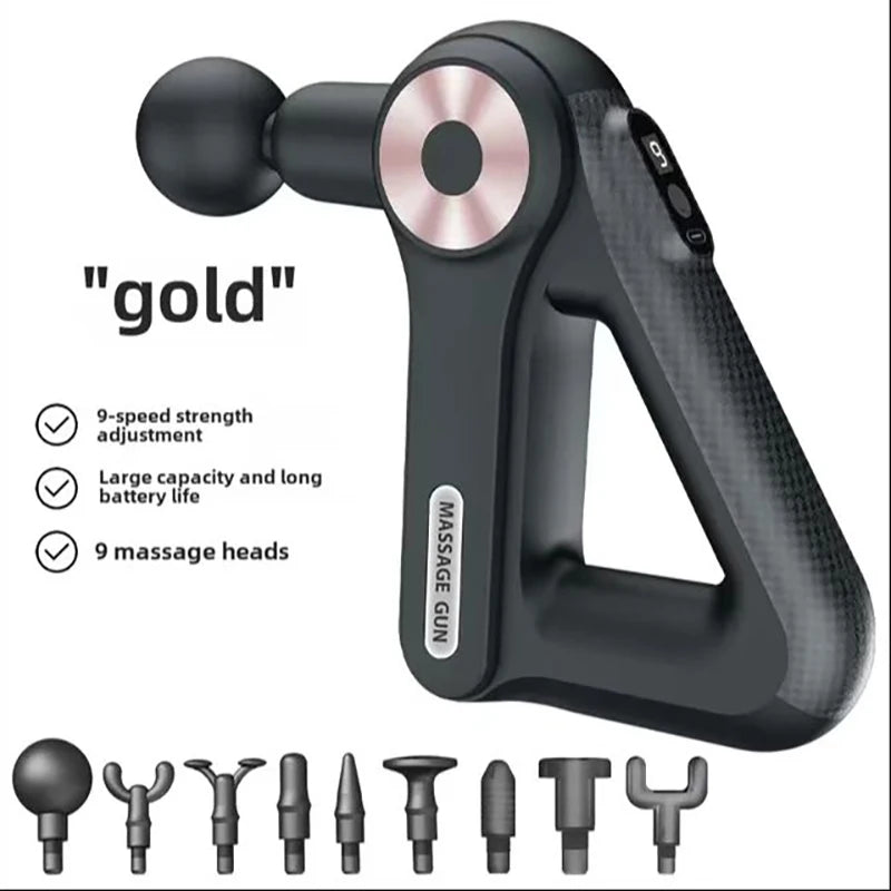 Electric Triangular Fascia Gun With 9-Level Muscle Vibration Relaxation Massage, Convenient Massage Gun With 9 Massage Heads