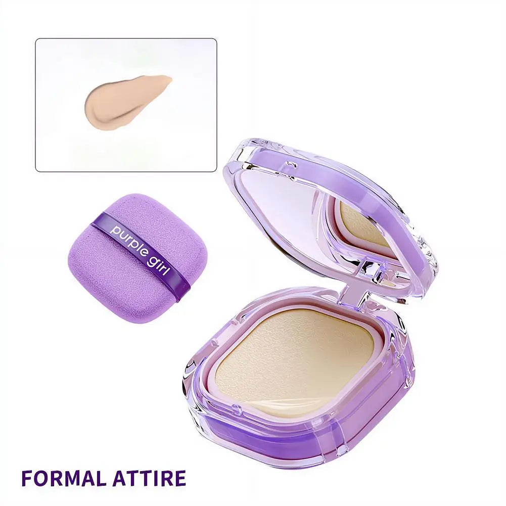 Purple Girl Liquid Liquid Foundation With Air Cushion, Face Lock Makeup CC Cream, Lasting Waterproof Foundation For All Skin