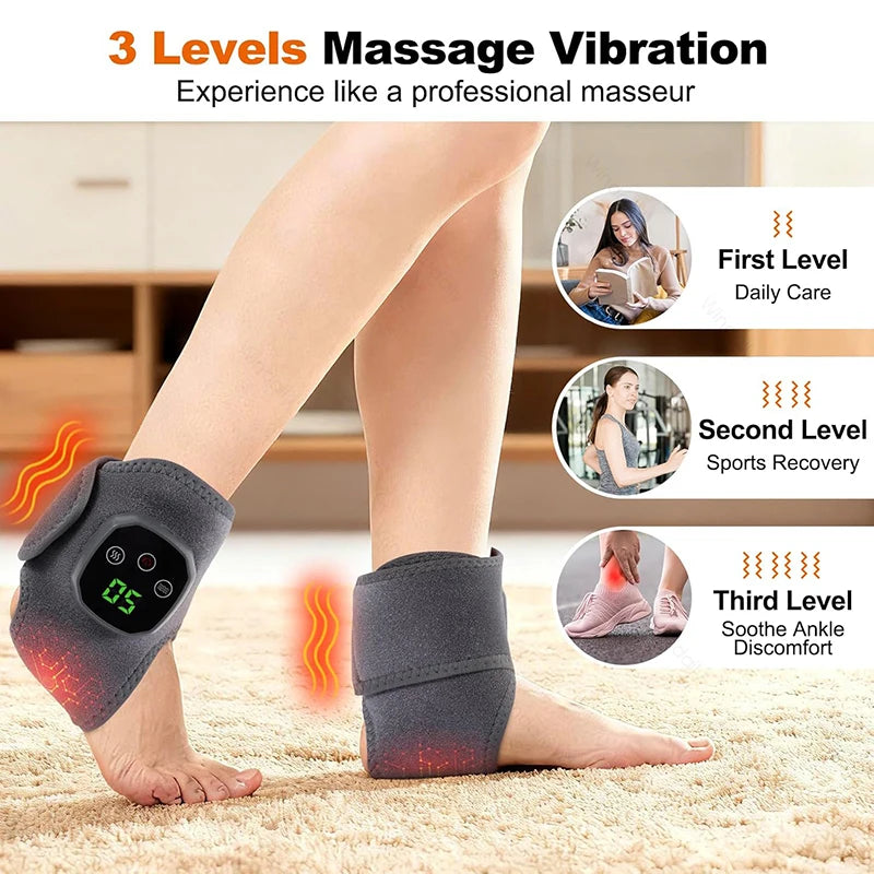 2026 Cordless Ankle Massager With Heat Ankle Foot Heating Pad Heated Brace Wrap Warmer Wrist Tenosynovitis Vibration Relaxation