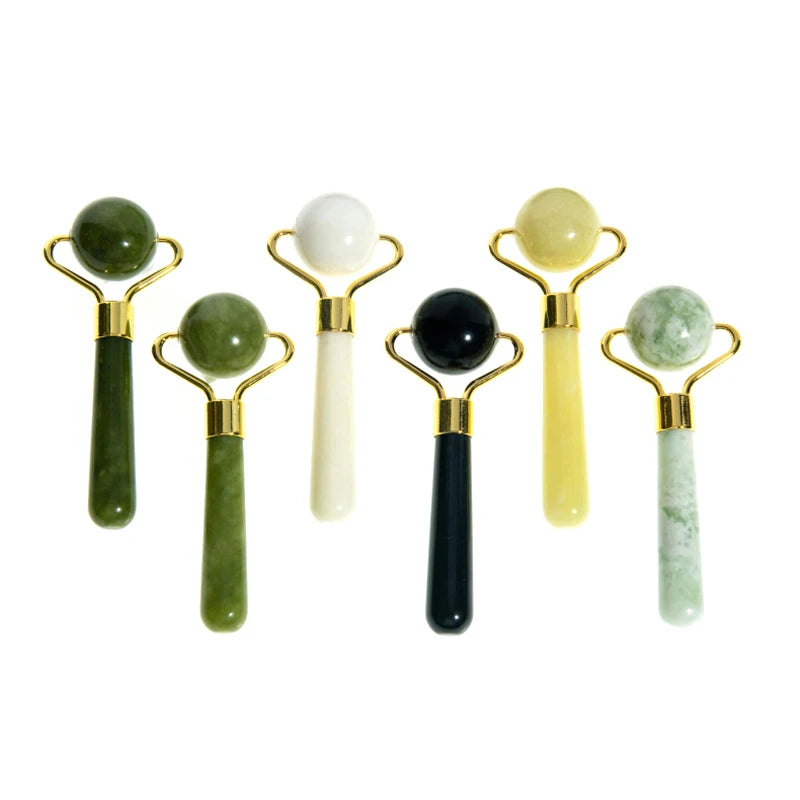 1pc Natural Jade Massager Round Ball Roller Manual Facial Gua Sha Skin Care Eye Beauty Lifting Wrinkle Remover Massage Scraper
