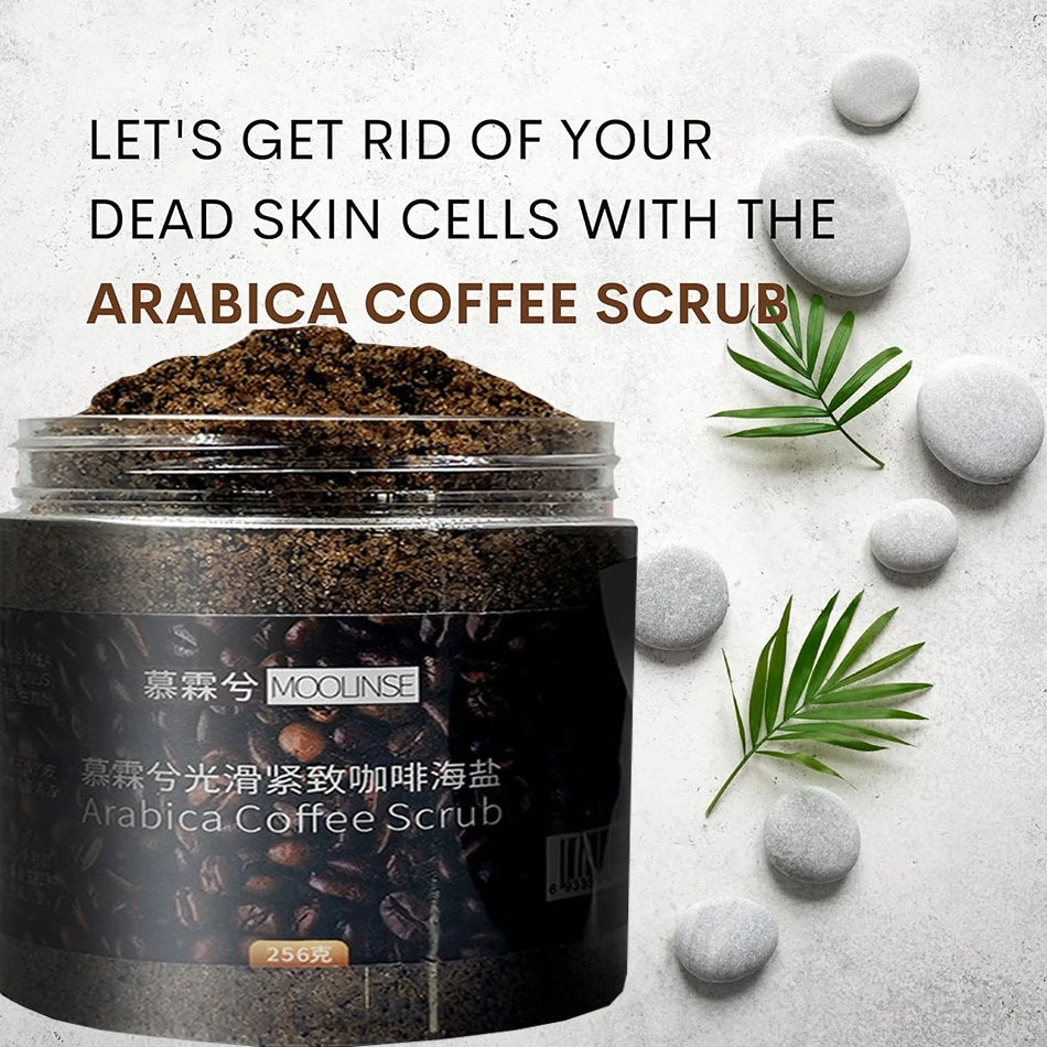 Super 256g Body Arabica Coffee Scrub Brightening Smooth Exfoliating For Anti Cellulite Moisturizing Body, Face, Hand, Foot Scrub