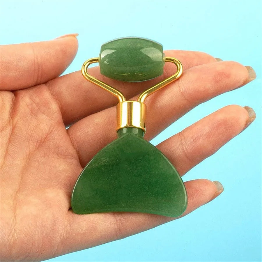 2 in 1 Portable Jade Face Body Scraping Scraper Massage Roller Tool