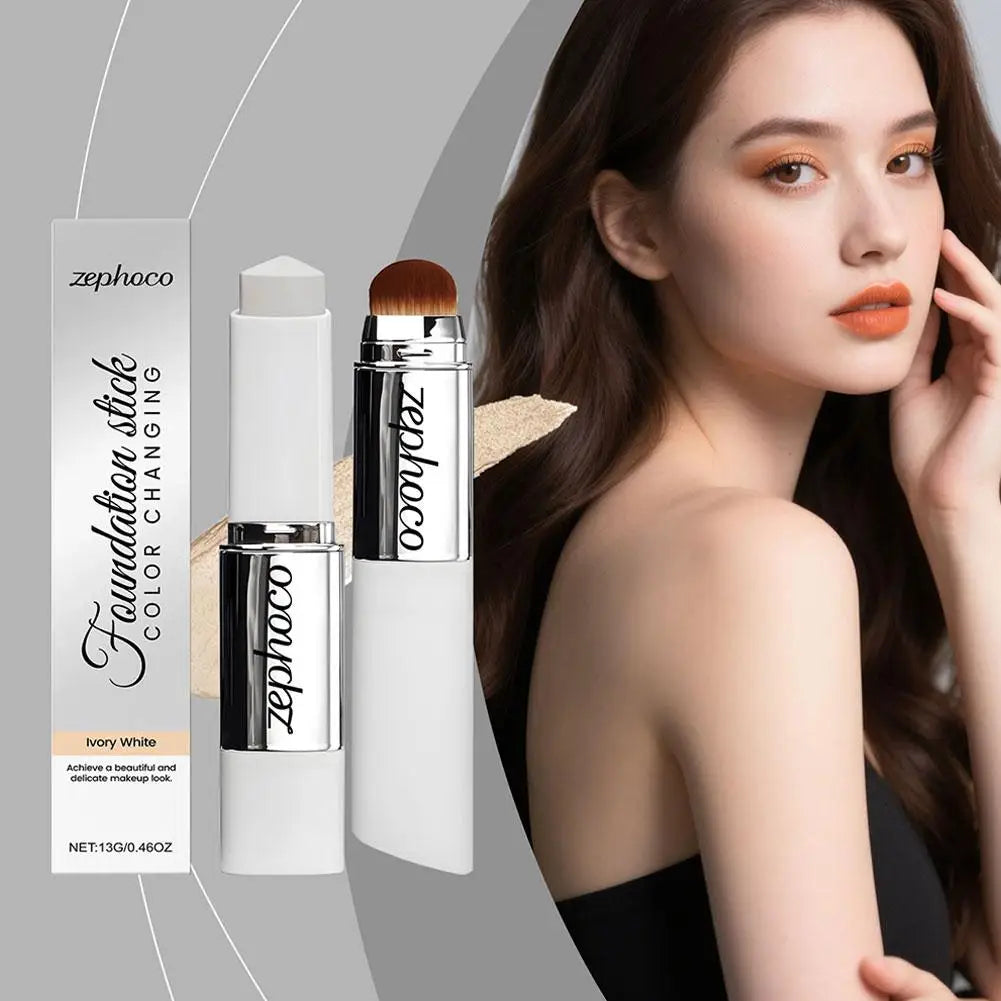 ZEPHOCO 2-in-1 Color Changing Foundation Stick Long Lasting Moisturizing Lightweight Foundation High Concealer Power Makeup