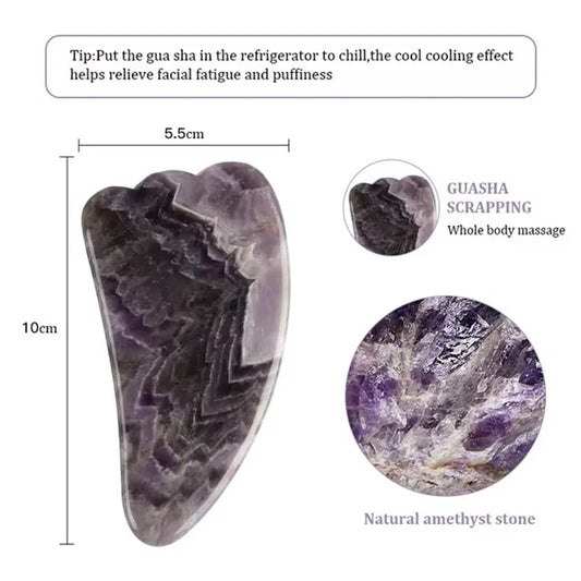 Natural Amethyst Jade Roller Gua Sha Face Massager Scraping Stone Facial Lifting Skin Care Massage Beauty Tools