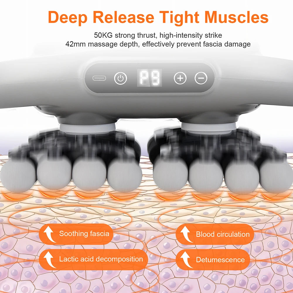 Fascia Gun 42-heads Deep High Frequency Vibration 42mm Wireless Waist and Back Massager Body Relaxation Shoulder Calf Massager