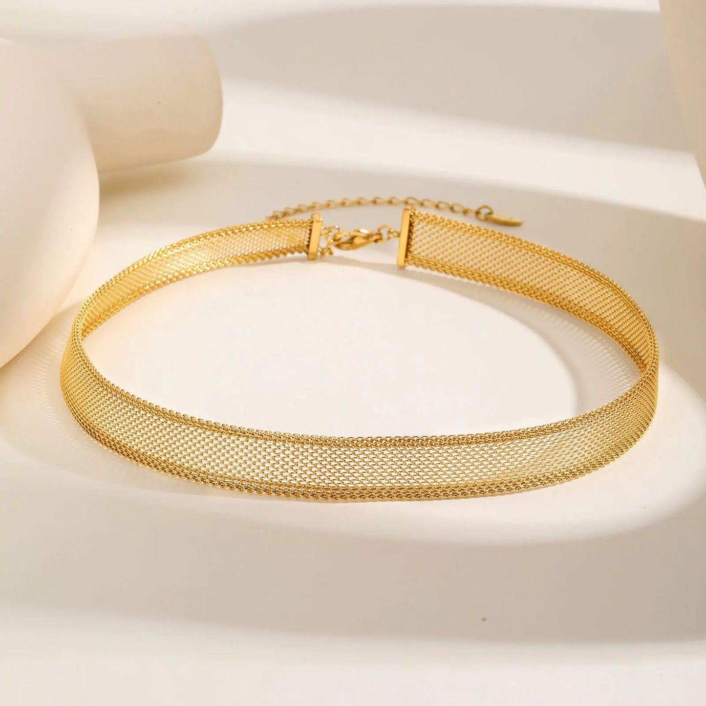 Gold Plated Hollow Mesh Choker Necklace for Women,Stainless Steel Waterproof Necklaces,Fashion Jewelry Gift