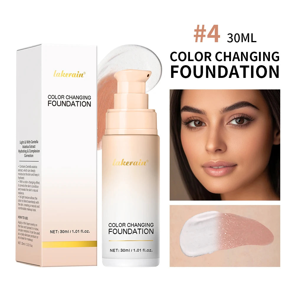 Natural Color Changing Liquid Foundation Centella Korean Lightweight High Coverage Foundation Long-lasting  Natural Base Makeup