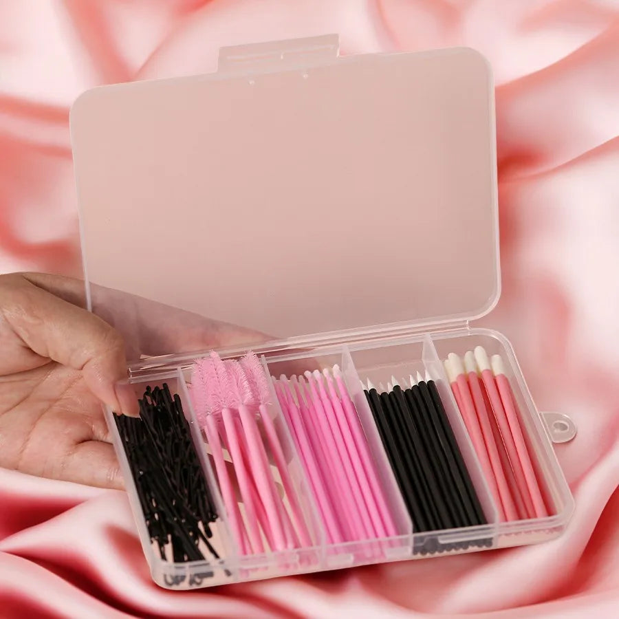 80pcs Professional Makeup Brush Set Box Eyebrow Eyelash Lip Brushes Hairpin Micro Brush for Eyelash Extension Makeup Tools