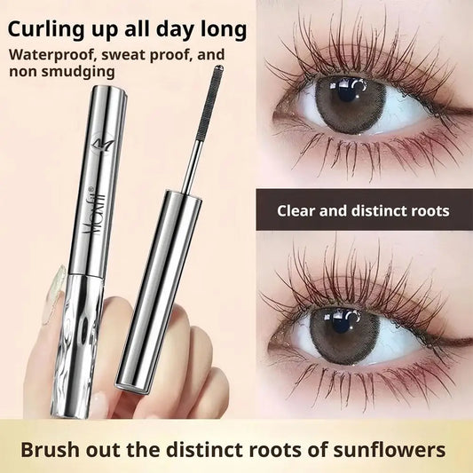 Metal Iron Lashes Mascara Waterproof Silk Fiber Mascara Black Long Curling Eyelash Extensions Non-clumping Eyes Makeup Cosmetics