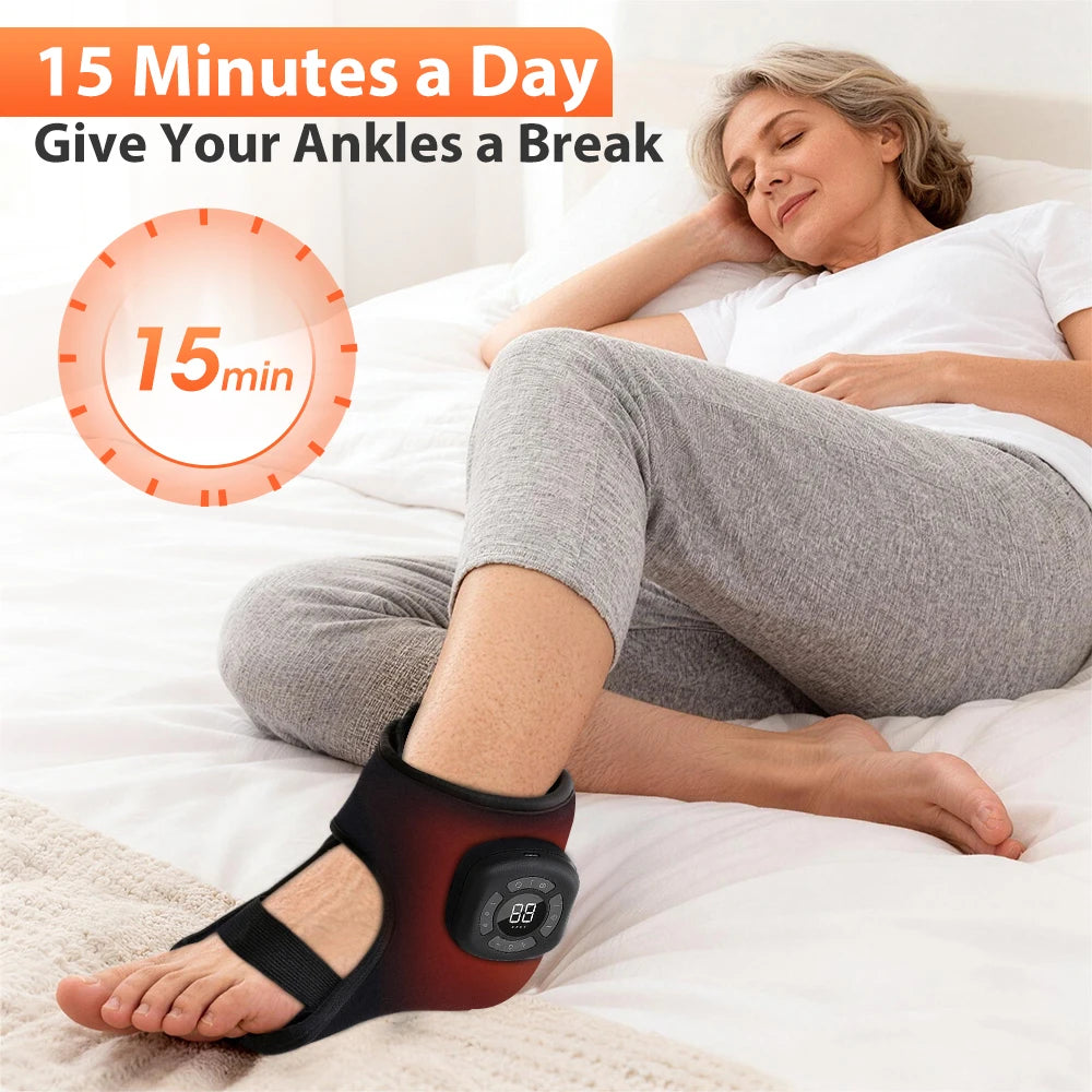 Wireless Electric Ankle Joint Support Massager Brace Vibration Heating Hot Compress Airbag 3 Modes Deep Foot Muscle Relaxation