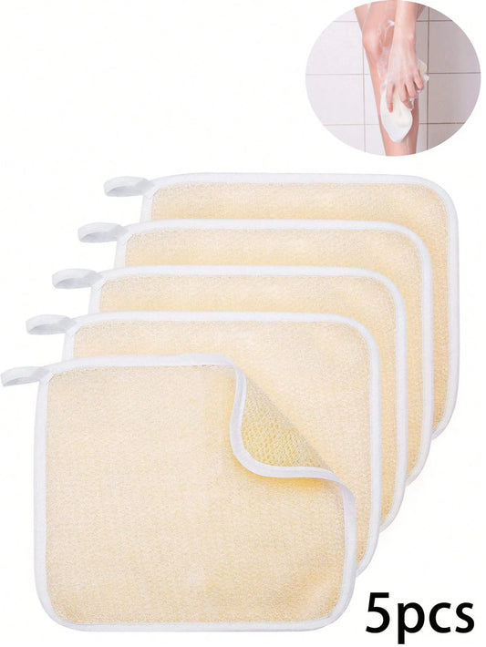 5Pcs Exfoliating Face and Body Wash Cloths,Soft Weave Dual Textured Exfoliating Scrub Cloth, for Shower, Spa, Massage and Body S