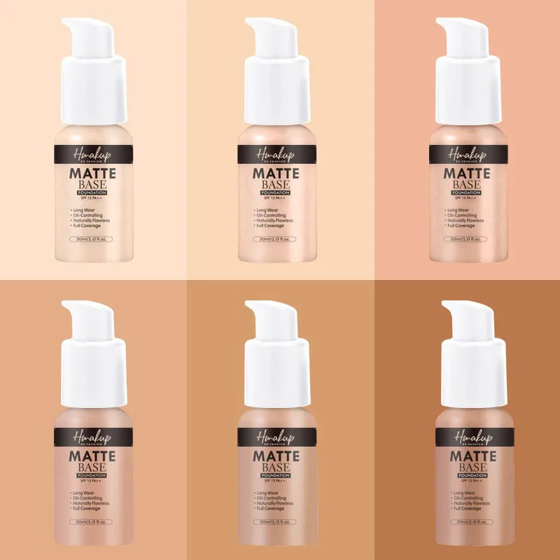 30ml SEPORA 6 Colors Matte Liquid Foundation Oil Control Waterproof Full Coverage Facial Natural Concealer Base Makeup Cosmetics