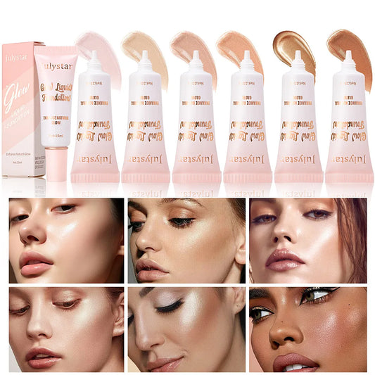 2 in 1 Liquid Foundation with Concealer and Highlighter Natural Full Coverage Long Lasting Hydrating Makeup with Luminous Finish