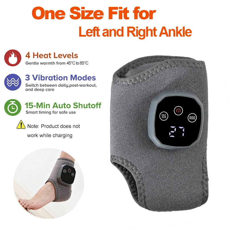2026 Cordless Ankle Massager With Heat Ankle Foot Heating Pad Heated Brace Wrap Warmer Wrist Tenosynovitis Vibration Relaxation